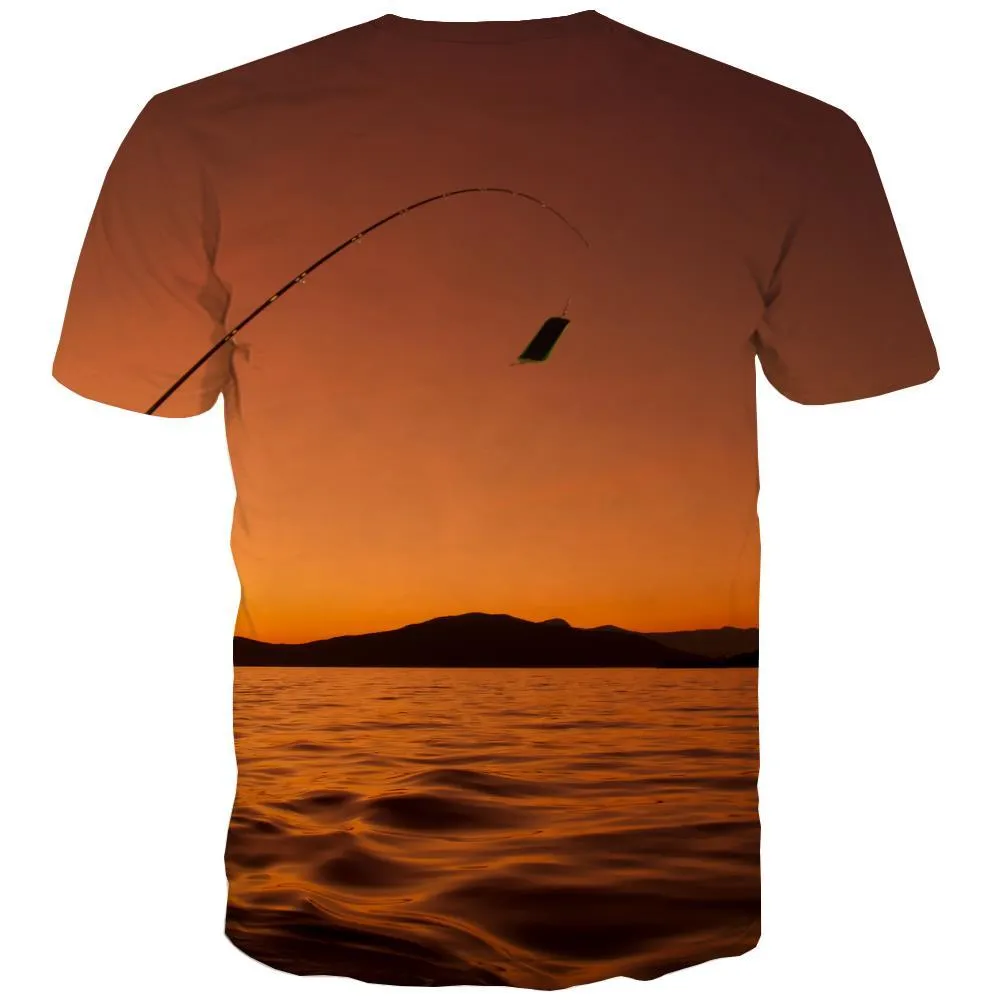 fishing T-shirt Men fish T-shirts Graphic sea Tshirt Printed Short Sleeve summer