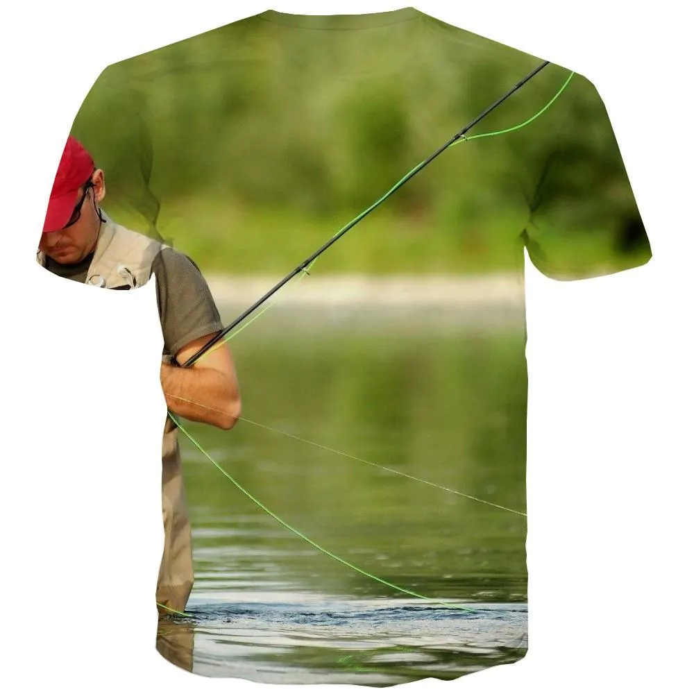 fishing T shirts Men fish Tshirts Cool lake Tshirts Novelty Short Sleeve summer