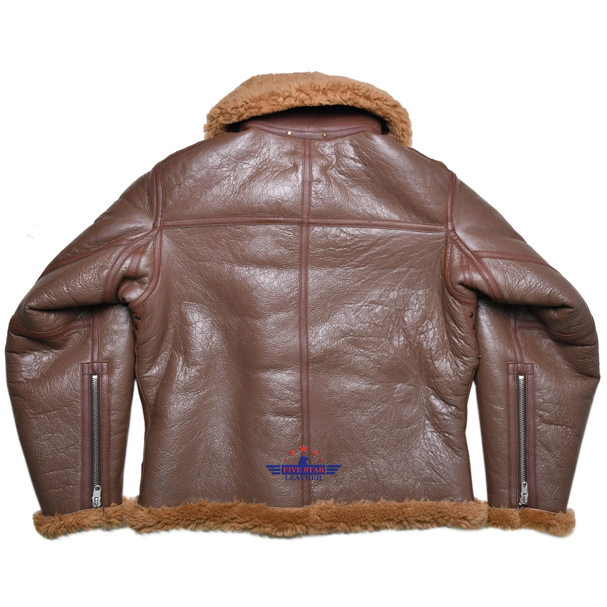 FiveStar Leather Repro R.A.F Bomber Sheepskin Flight Jacket With Side Entry Russet Reinforcements