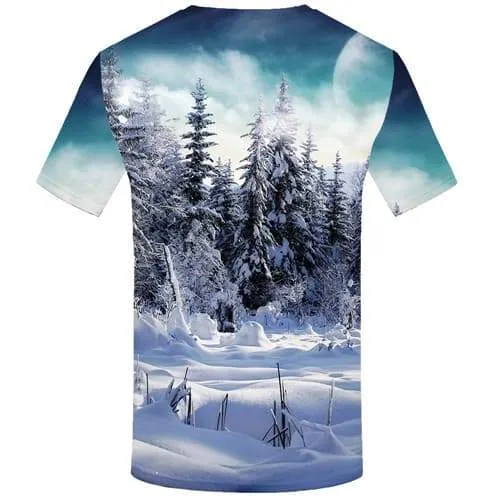 Forest T shirts Men Snow T shirts Funny Moon Tshirts Novelty Harajuku T-shirts 3d Short Sleeve Punk Rock Mens S-5XL Slim