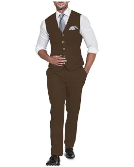 Formal 2 Pieces Mens Suit Flat Linen V Neck For Wedding (Vest   Pants)