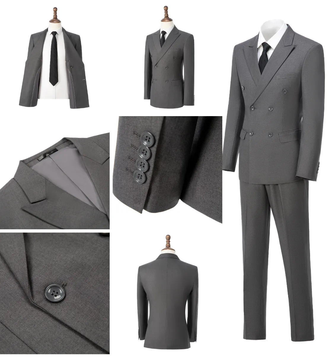 Formal 2 Pieces Mens Suit Flat Peak Lapel Tuxedos For Wedding (Blazer Pants)