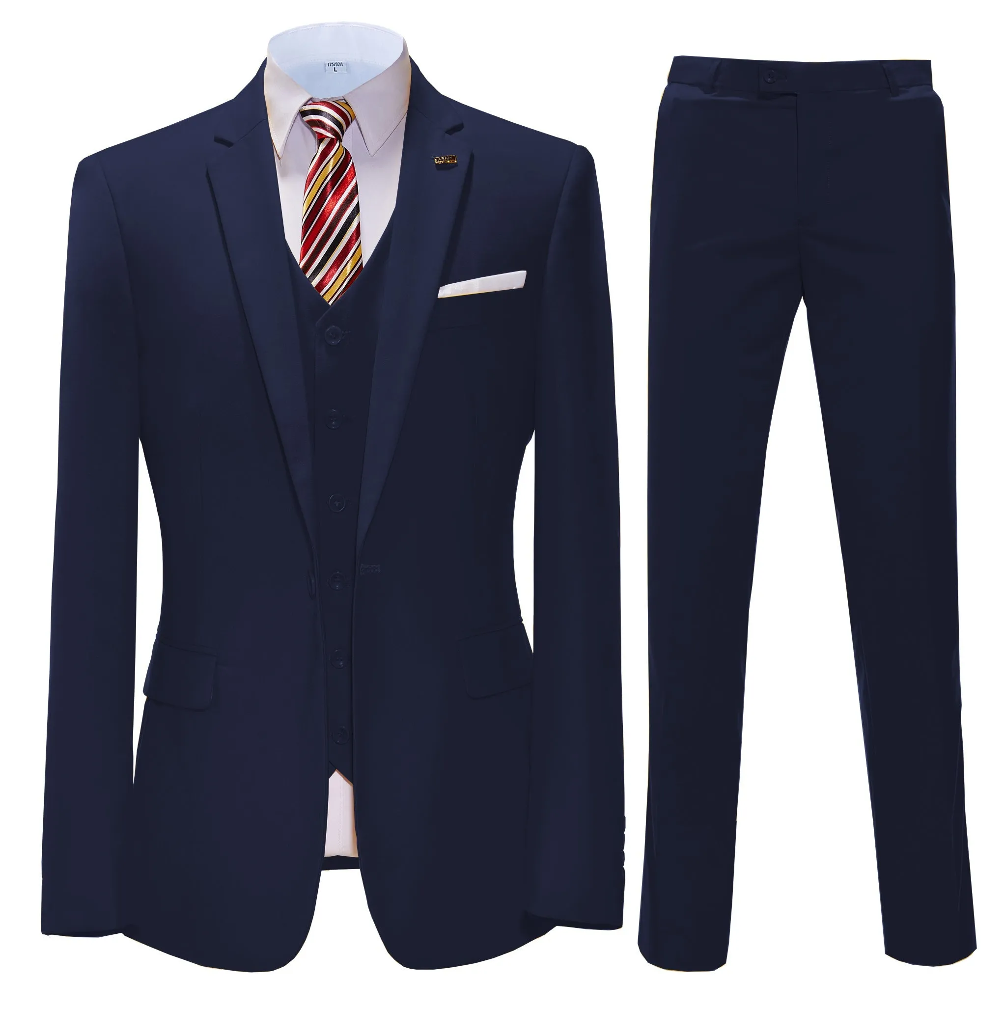 Formal 3 Pieces Mens Suit Flat Notch Lapel Tuxedos For Wedding (Blazer vest Pants)