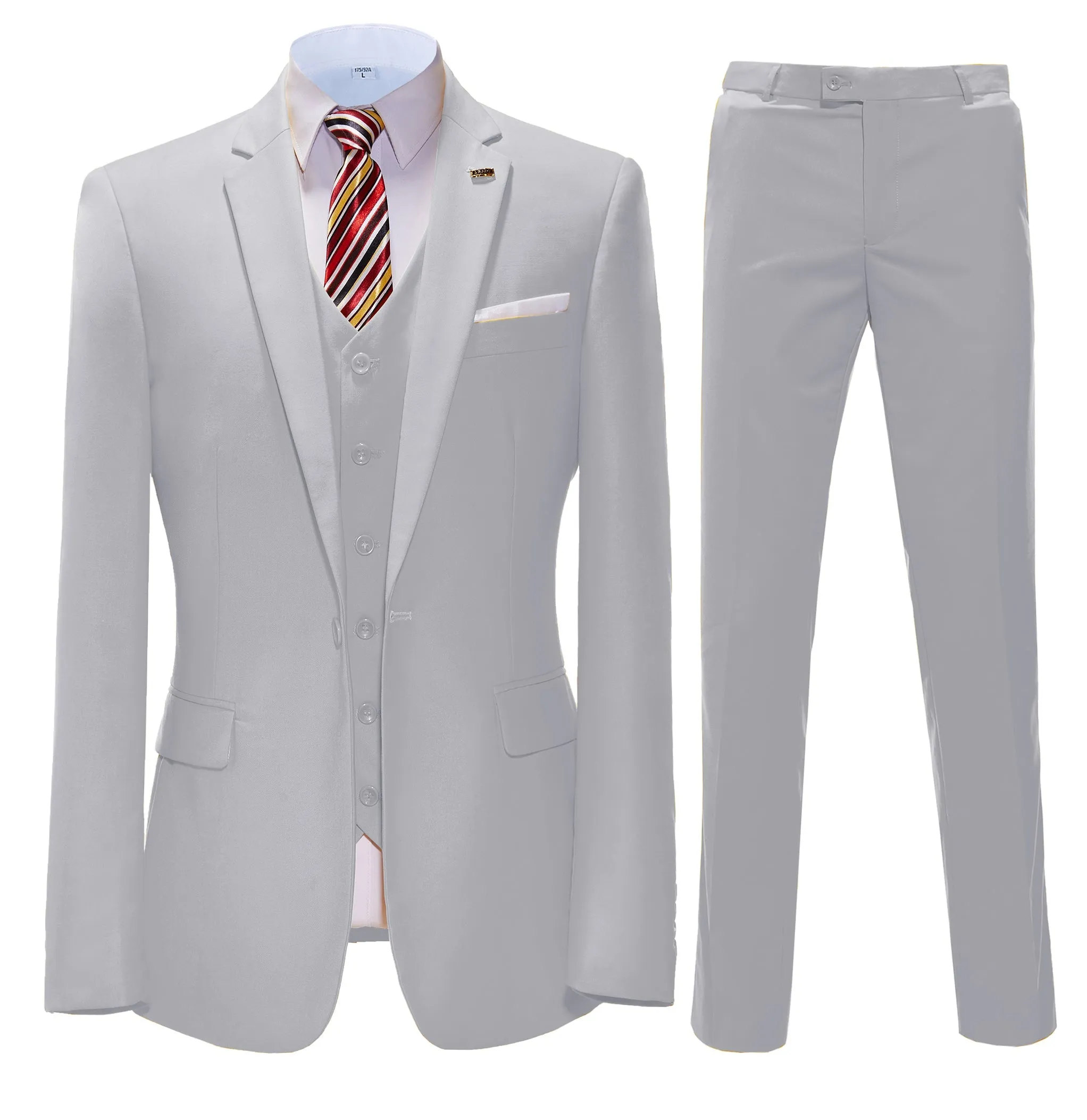 Formal 3 Pieces Mens Suit Flat Notch Lapel Tuxedos For Wedding (Blazer vest Pants)