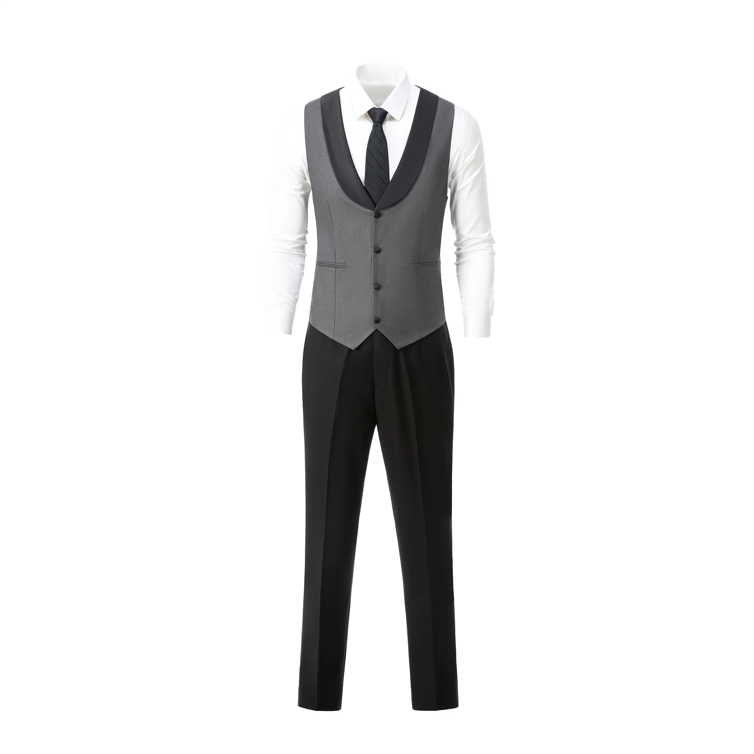 Formal 3 Pieces Mens Suit Flat Shawl Lapel Tuxedos (Blazer vest Pants)