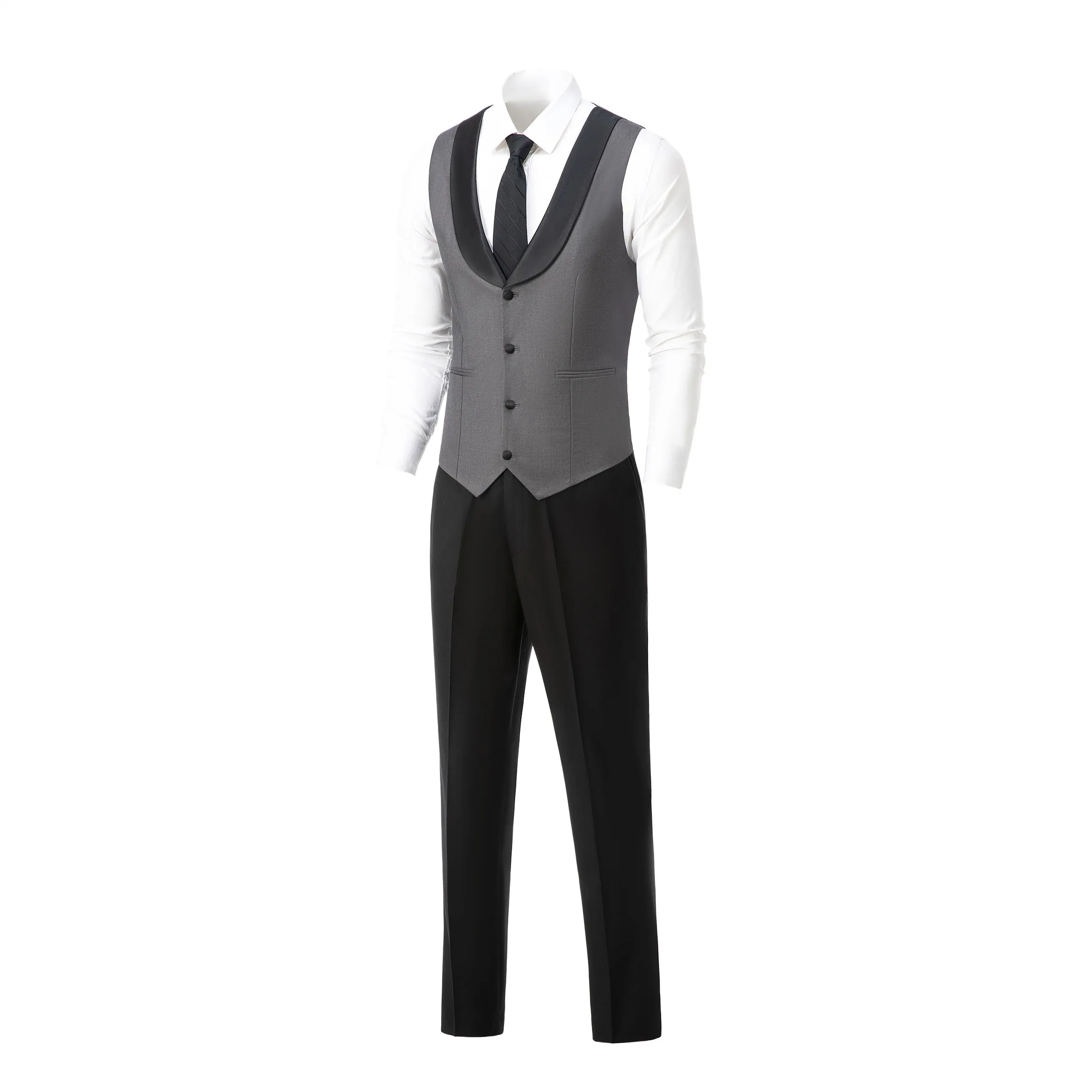 Formal 3 Pieces Mens Suit Flat Shawl Lapel Tuxedos (Blazer vest Pants)