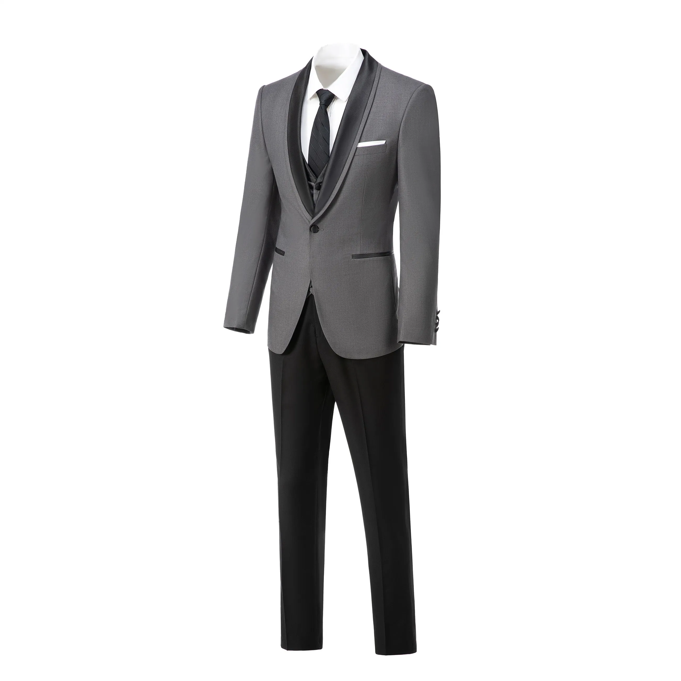 Formal 3 Pieces Mens Suit Flat Shawl Lapel Tuxedos (Blazer vest Pants)