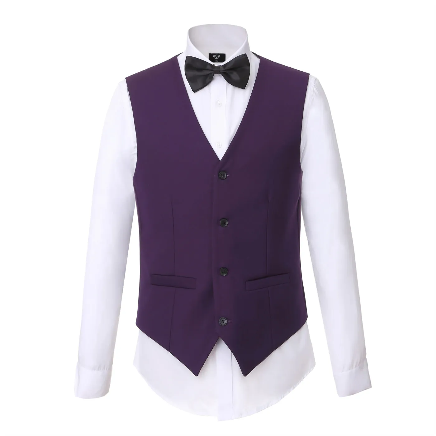 Formal 3 Pieces Mens Suit Flat Shawl Lapel Tuxedos For Wedding (Blazer Vest Pants）