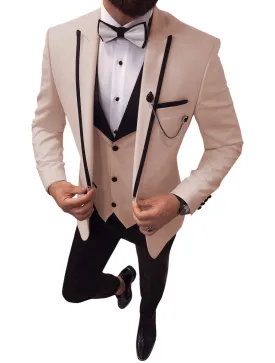 Formal Men's 3 Pieces Mens Suit Peak Lapel Tuxedos For Wedding (Blazer vest Pants)