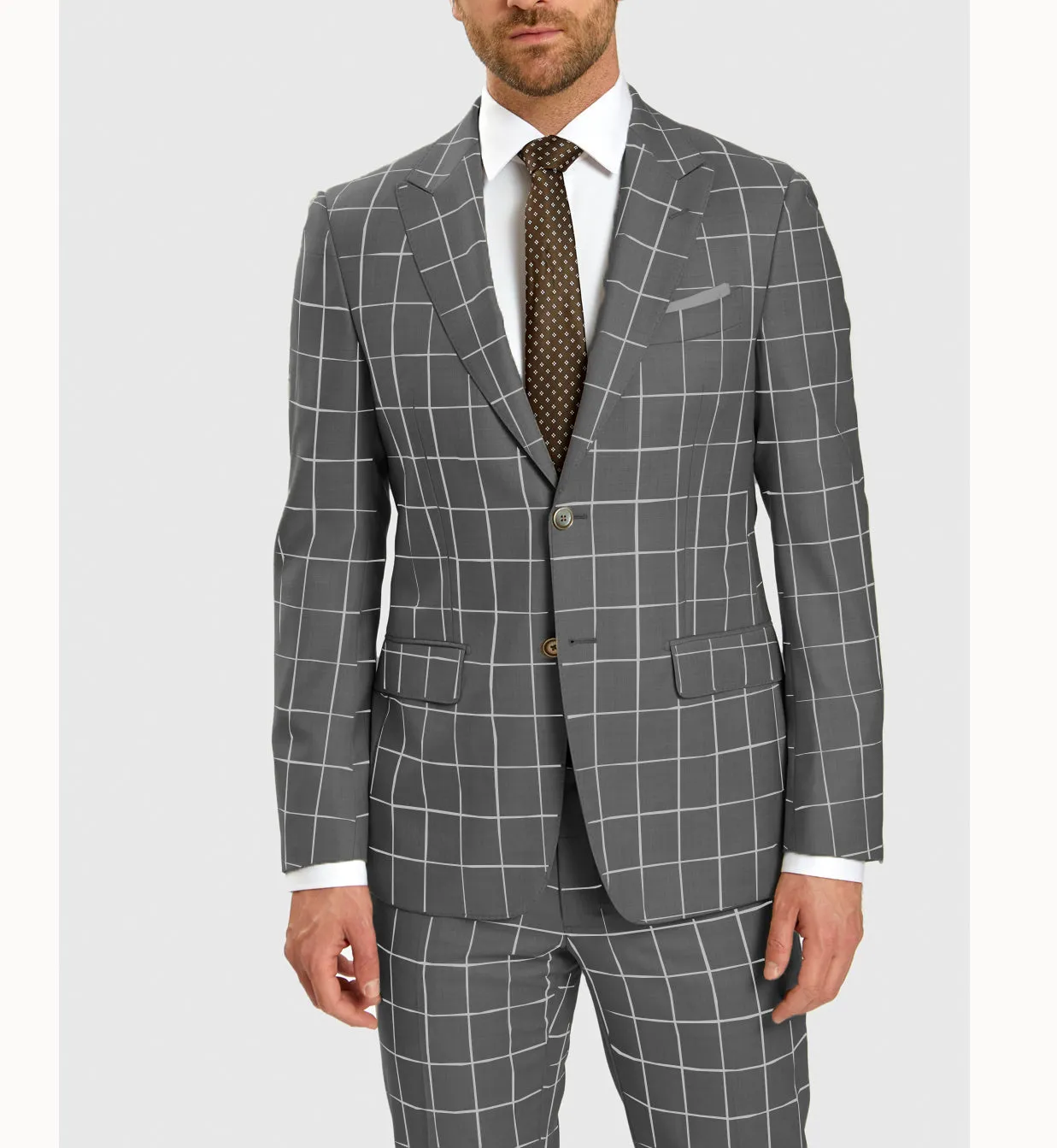 Formal Mens Suit 2 Pieces Plaid Peak Lapel Tuxedos (Blazer Pants)