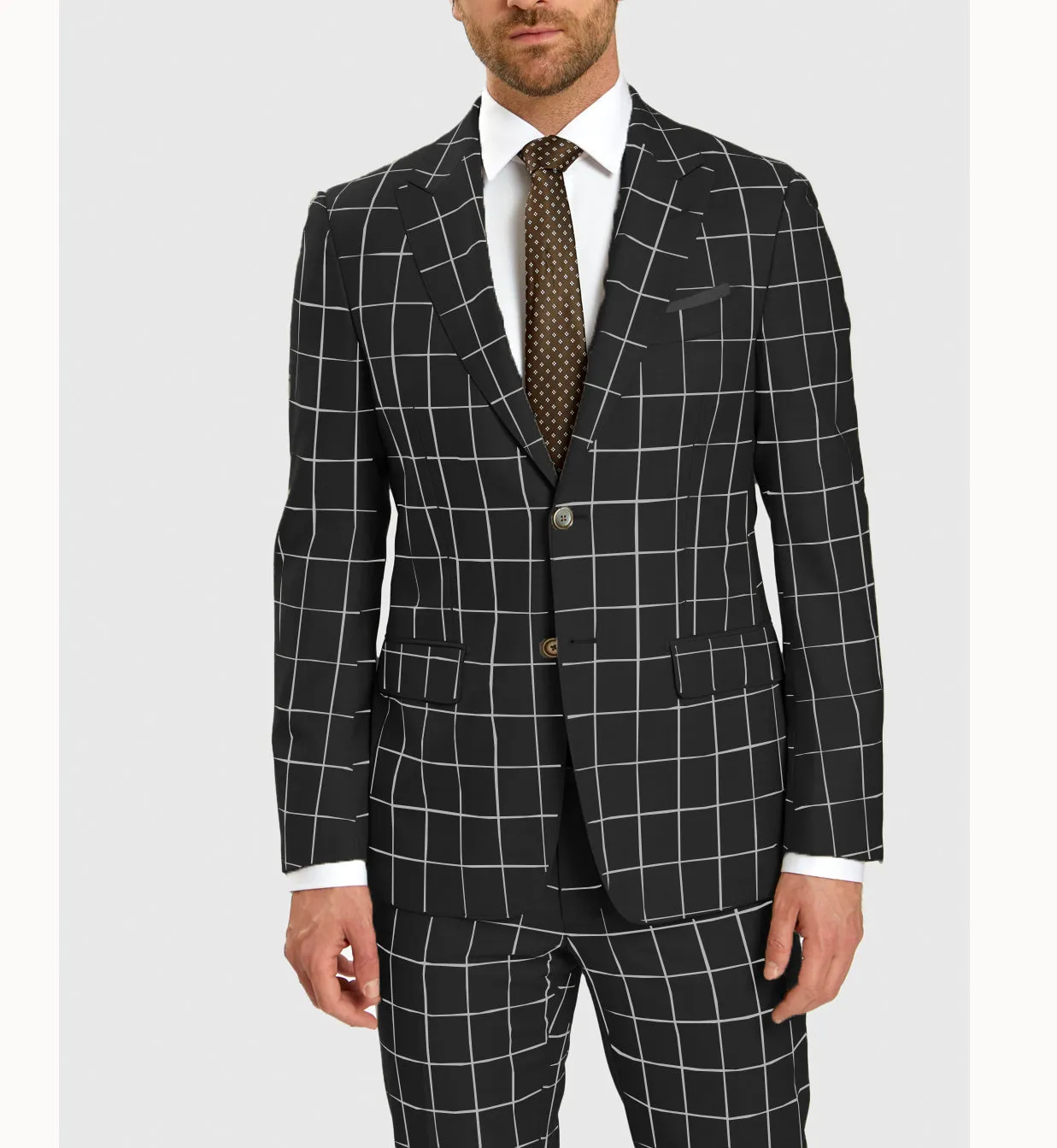 Formal Mens Suit 2 Pieces Plaid Peak Lapel Tuxedos (Blazer Pants)