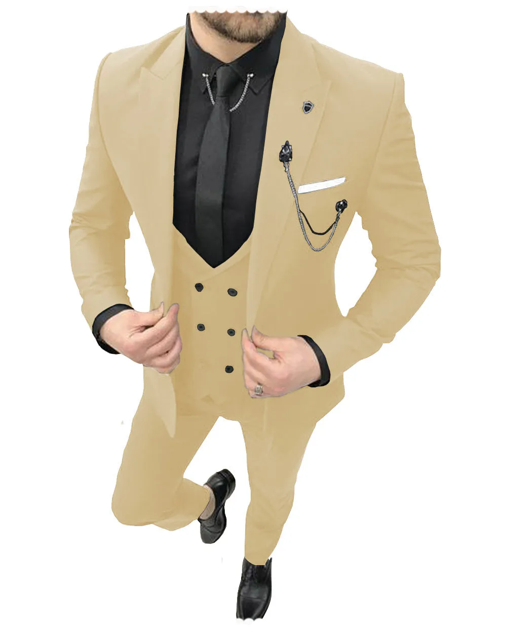 Formal Mens Suit 3 Pieces Peak Lapel Blazer For Wedding (Blazer vest Pants)