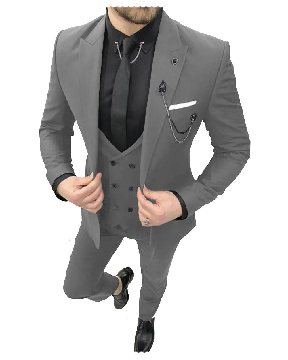 Formal Mens Suit 3 Pieces Peak Lapel Blazer For Wedding (Blazer vest Pants)