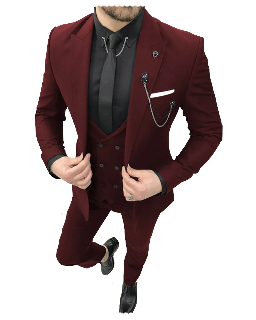 Formal Mens Suit 3 Pieces Peak Lapel Blazer For Wedding (Blazer vest Pants)