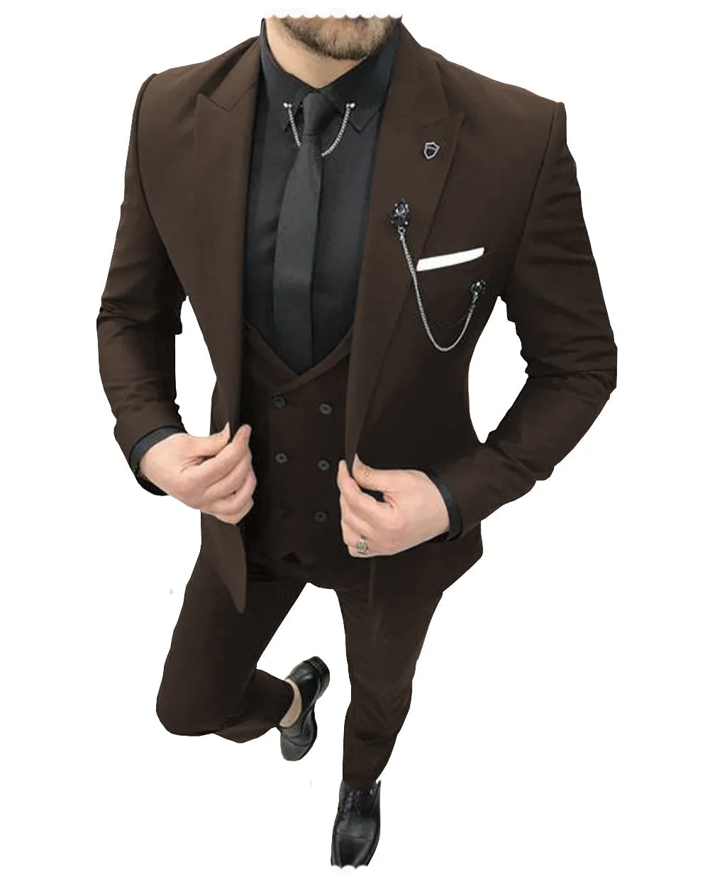 Formal Mens Suit 3 Pieces Peak Lapel Blazer For Wedding (Blazer vest Pants)