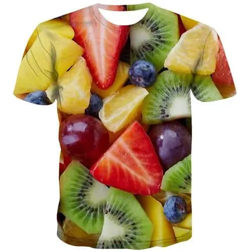 Fruit T-shirt Men Strawberry Tshirt Printed Orange Tshirts Novelty Food Tshirts Cool Harajuku T-shirts 3d Short Sleeve summer