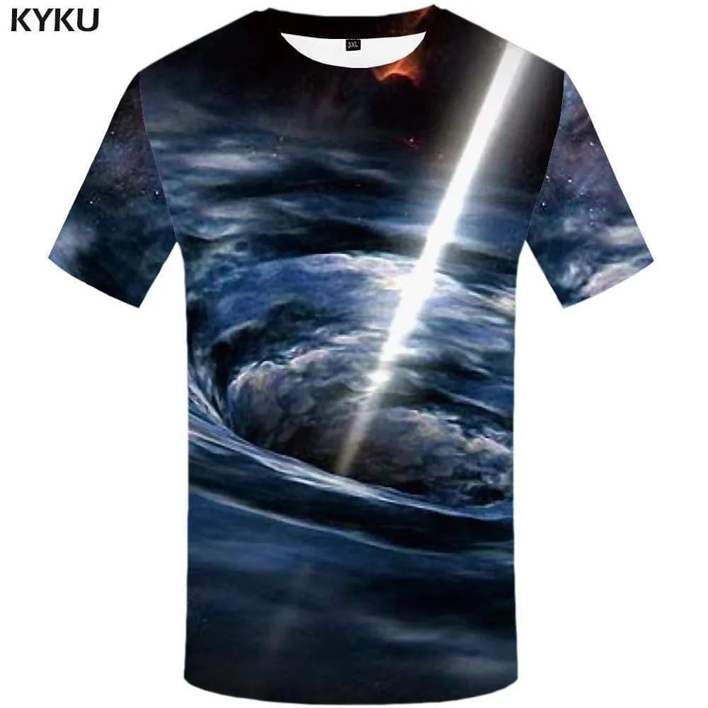 Galaxy Space T-shirts Men Nebula T-shirt 3d Lightning Tshirt Anime Harajuku T shirts Funny Gothic Tshirts Print Mens Clothing