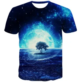 Galaxy T-shirt Men Space T shirts Funny Universe Shirt Print Tree Tshirt Printed