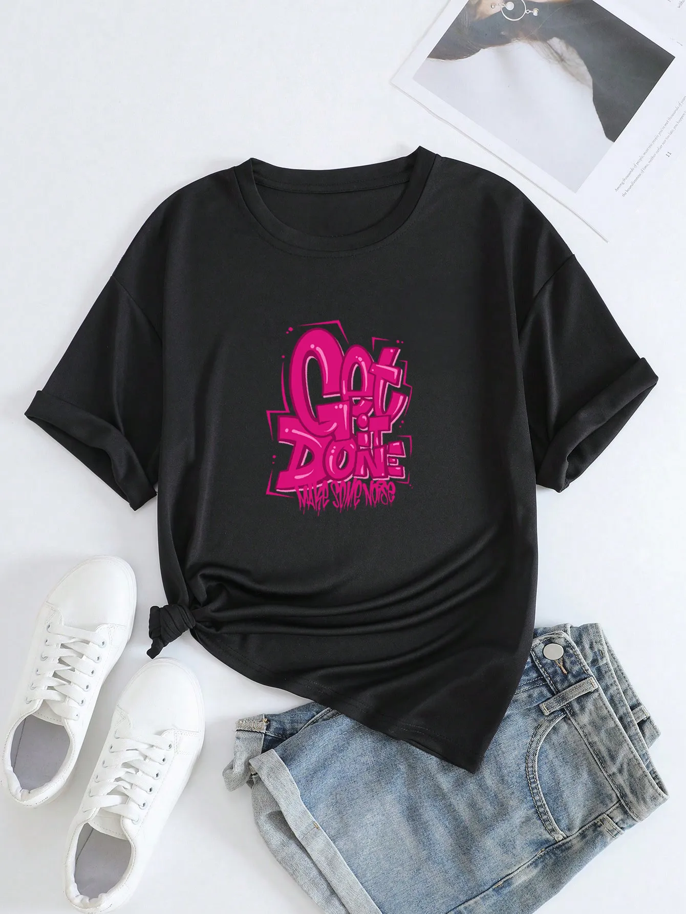 Get It Done-Oversized Black Women Cotton Tshirt