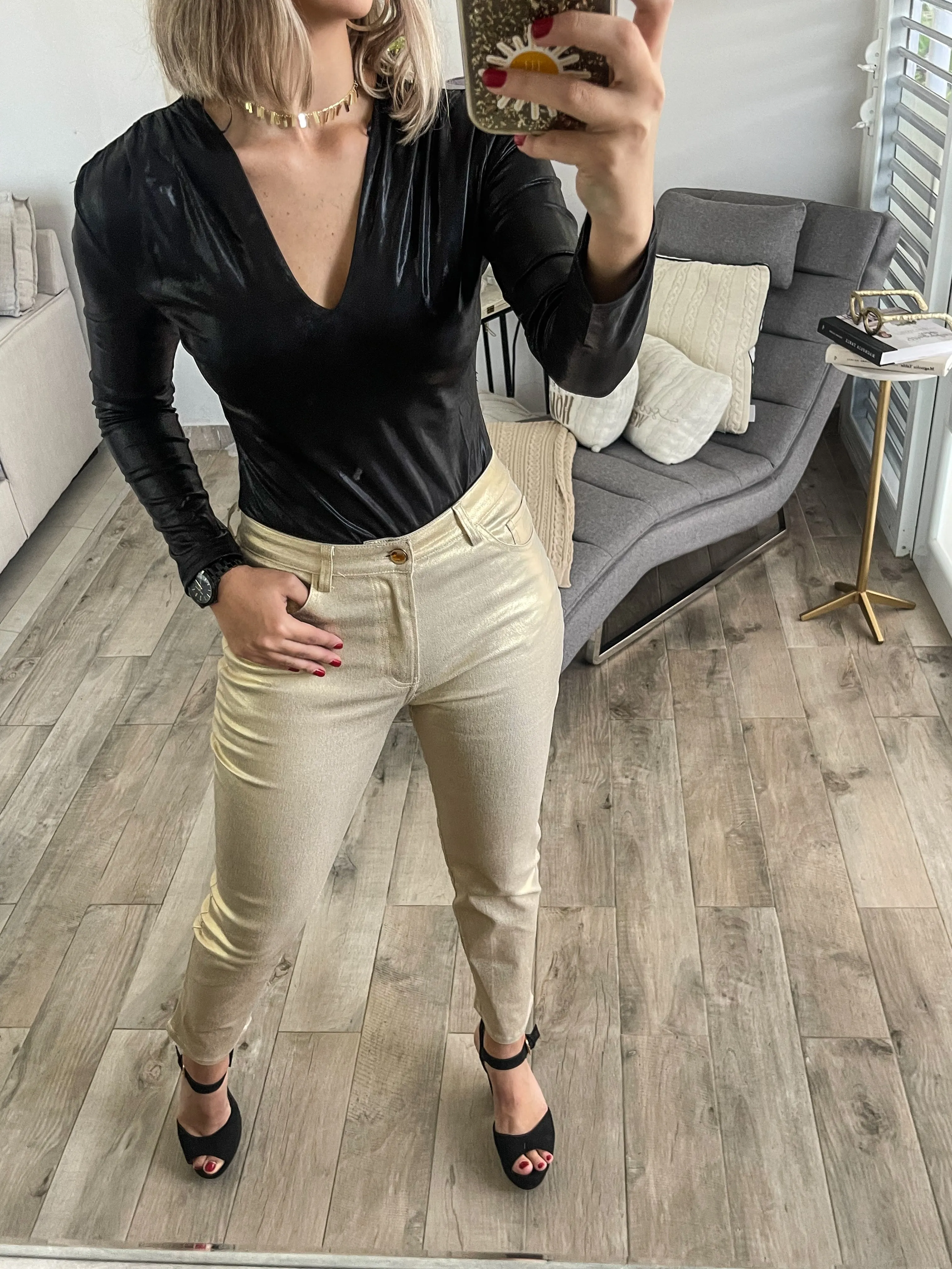 GOLD METALLIC JEANS