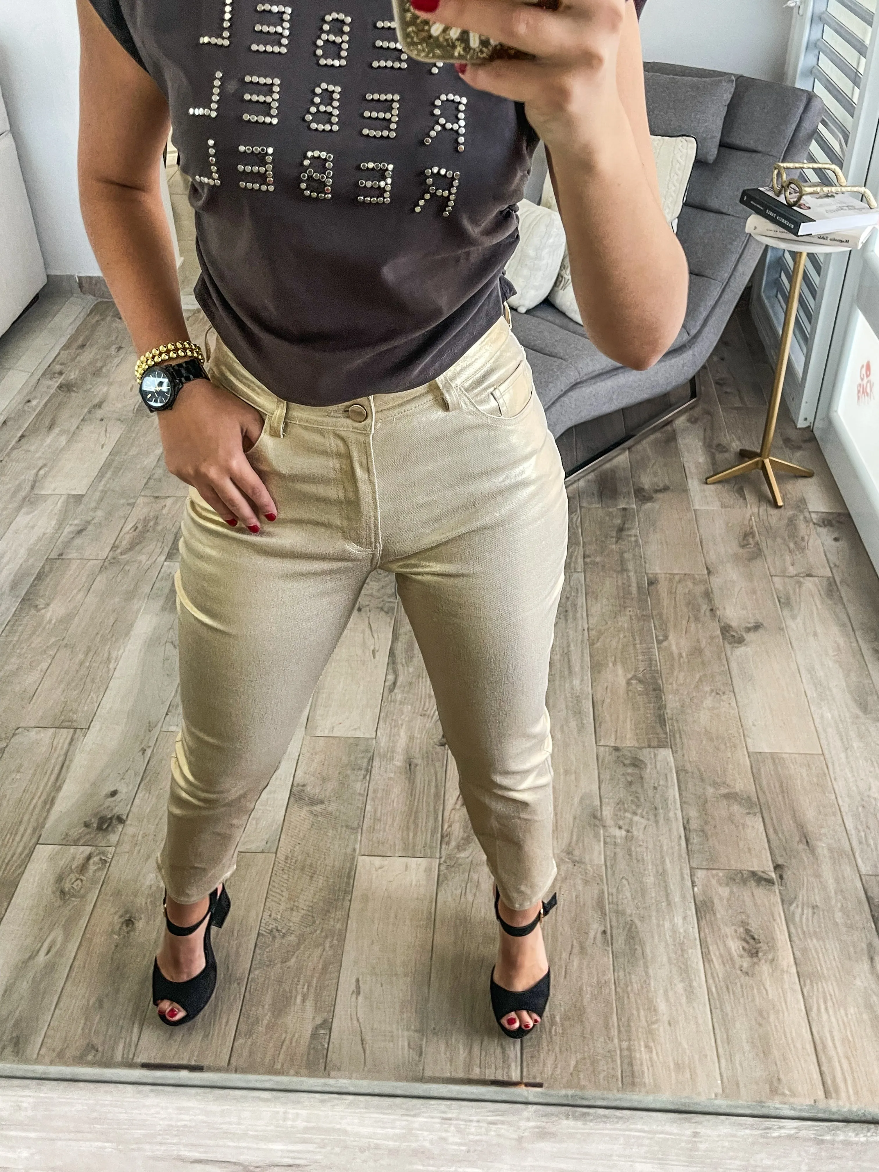 GOLD METALLIC JEANS