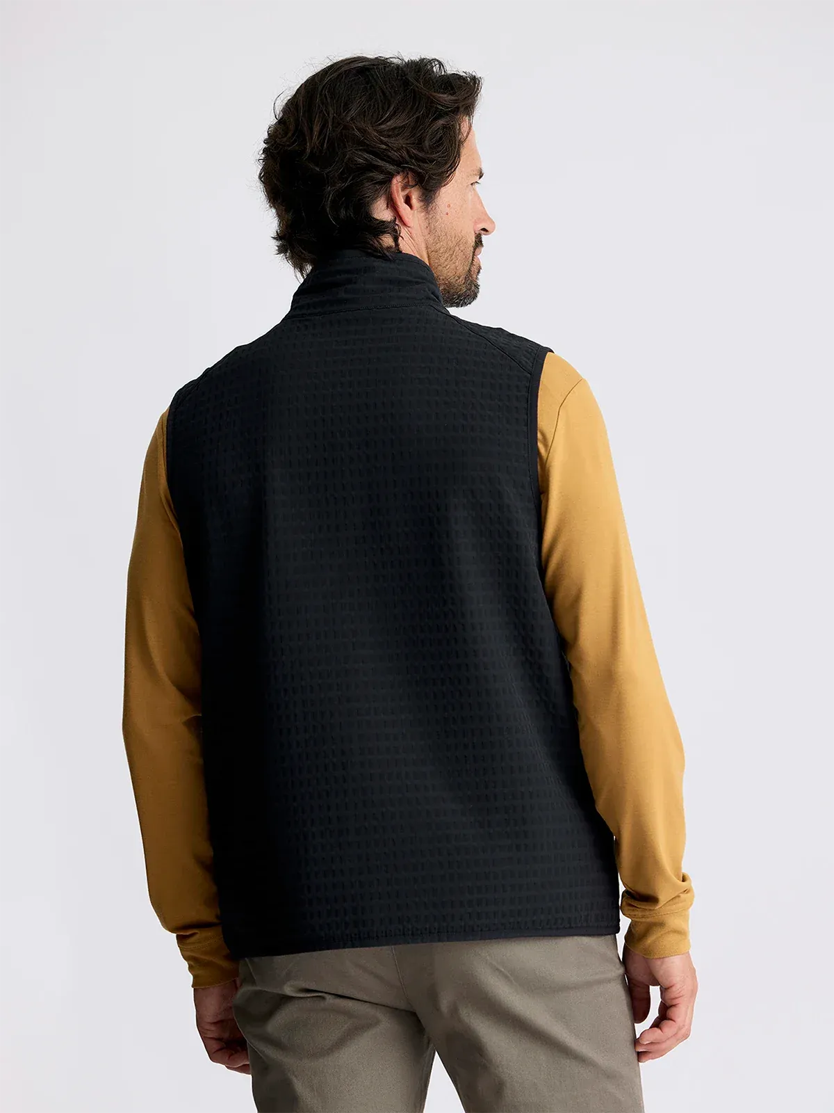 Gridback Fleece Vest in Black