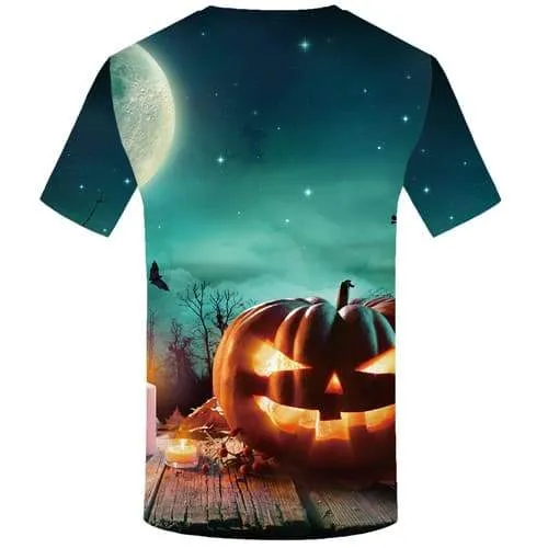 Halloween T-shirt Men Pumpkin Tshirts Cool Moon Tshirt Printed Cosplay T shirts Funny Short Sleeve Hip hop Unisex Digital Style