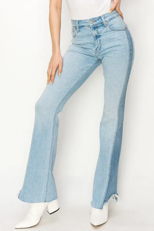 HIGH RISE BOOT CUT W/COLOR PANEL DETAIL JEANS