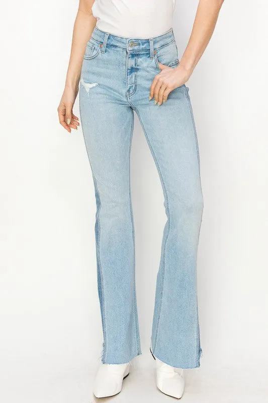 HIGH RISE BOOT CUT W/COLOR PANEL DETAIL JEANS