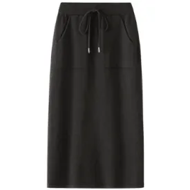 High Waist Drawstring Knit Skirt