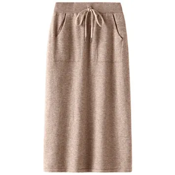 High Waist Drawstring Knit Skirt