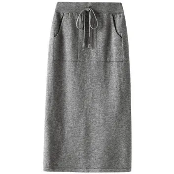 High Waist Drawstring Knit Skirt