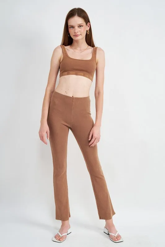 HIGH WAIST RIB FLARED PANTS