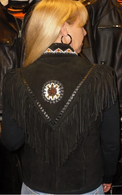 HL14705BLACK Western Indian Eagle Women Vest