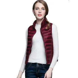 HOT!Winter Women 90% White Duck Down Vest Women's Ultra Light Duck Down Vest Jacket Autumn Winter Sleeveless Coat