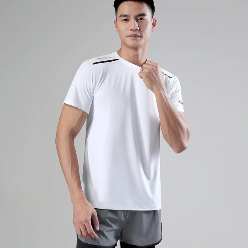 Hzori 2023 New Sports Short Sleeve Men's Summer Ice Cooling Quick Drying Clothes Men's Fitness Running Leisure Quick-Drying T-shirt