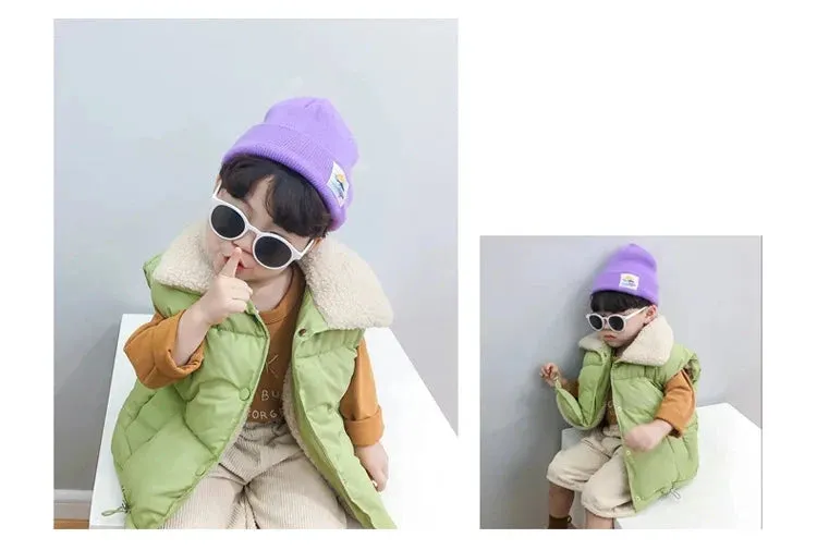 Kids Vest Jackets For Girls Outerwear Winter Thick Plus Velvet Boy Jacket New Year Costumes Warm Coats Baby Children Hooded Vest