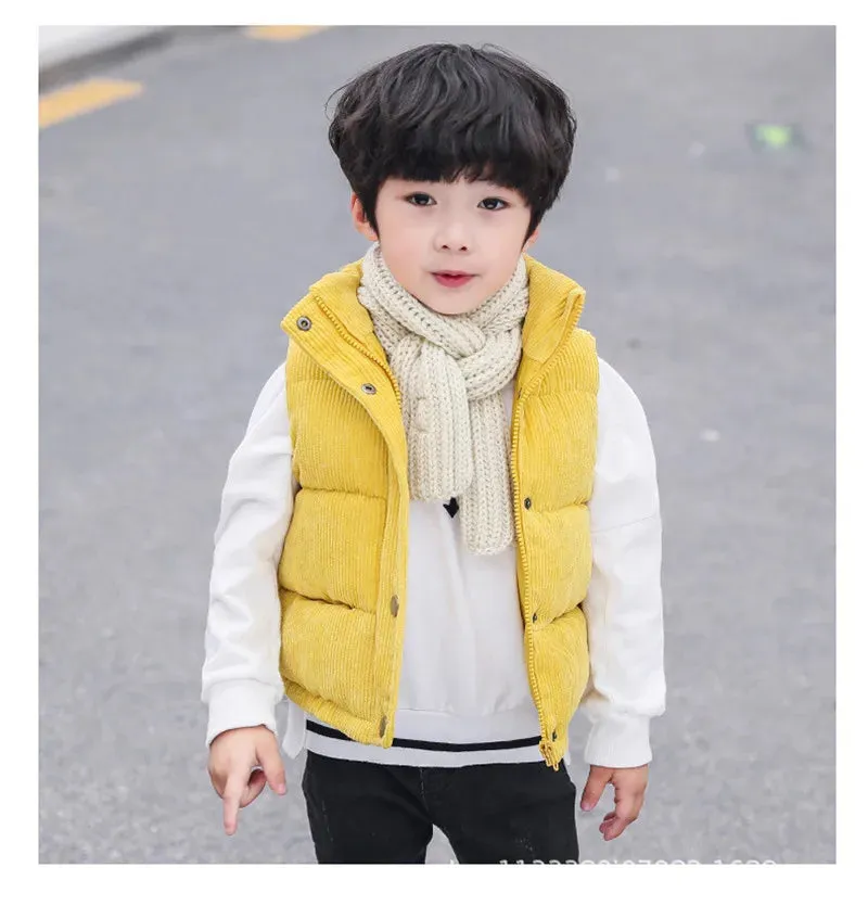 Kids Vest Jackets For Girls Outerwear Winter Thick Plus Velvet Boy Jacket New Year Costumes Warm Coats Baby Children Hooded Vest