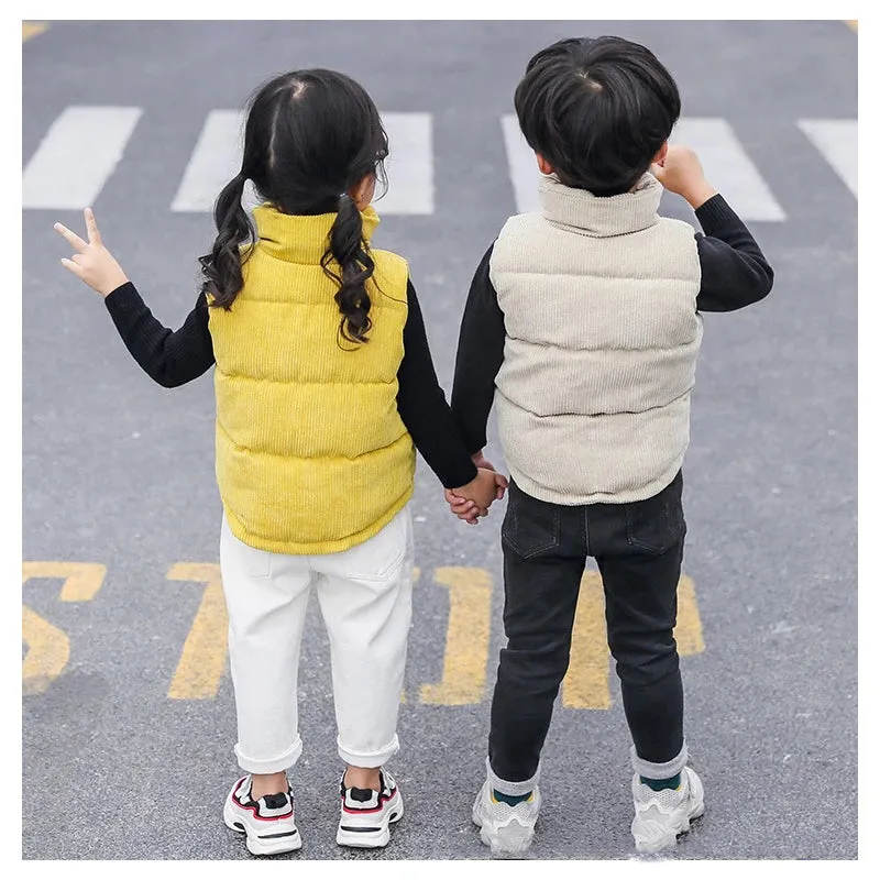 Kids Vest Jackets For Girls Outerwear Winter Thick Plus Velvet Boy Jacket New Year Costumes Warm Coats Baby Children Hooded Vest