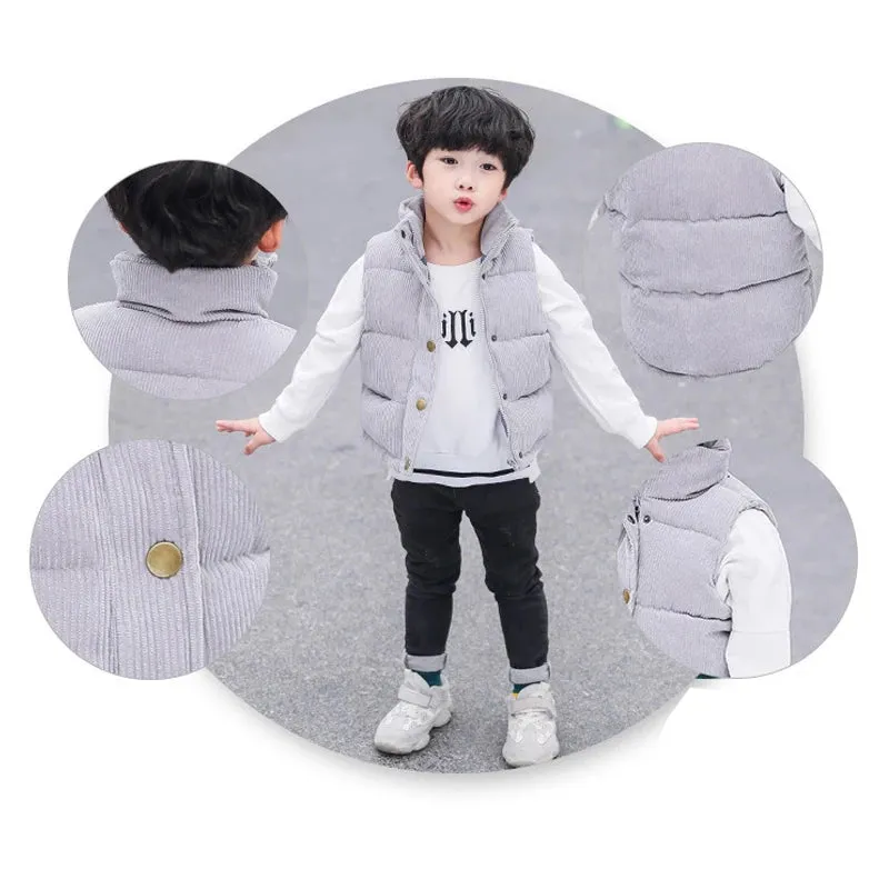 Kids Vest Jackets For Girls Outerwear Winter Thick Plus Velvet Boy Jacket New Year Costumes Warm Coats Baby Children Hooded Vest