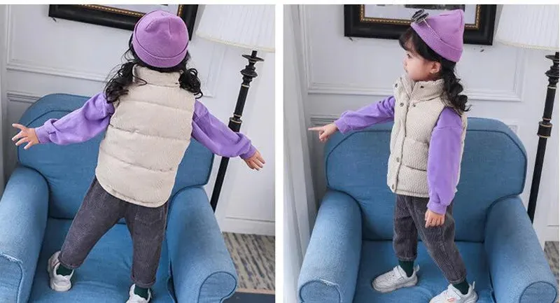 Kids Vest Jackets For Girls Outerwear Winter Thick Plus Velvet Boy Jacket New Year Costumes Warm Coats Baby Children Hooded Vest