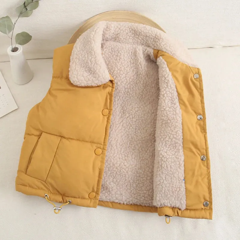 Kids Vest Jackets For Girls Outerwear Winter Thick Plus Velvet Boy Jacket New Year Costumes Warm Coats Baby Children Hooded Vest