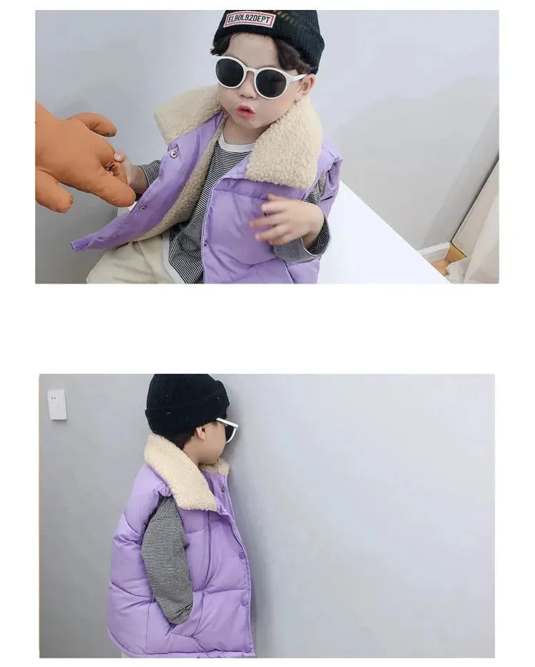 Kids Vest Jackets For Girls Outerwear Winter Thick Plus Velvet Boy Jacket New Year Costumes Warm Coats Baby Children Hooded Vest