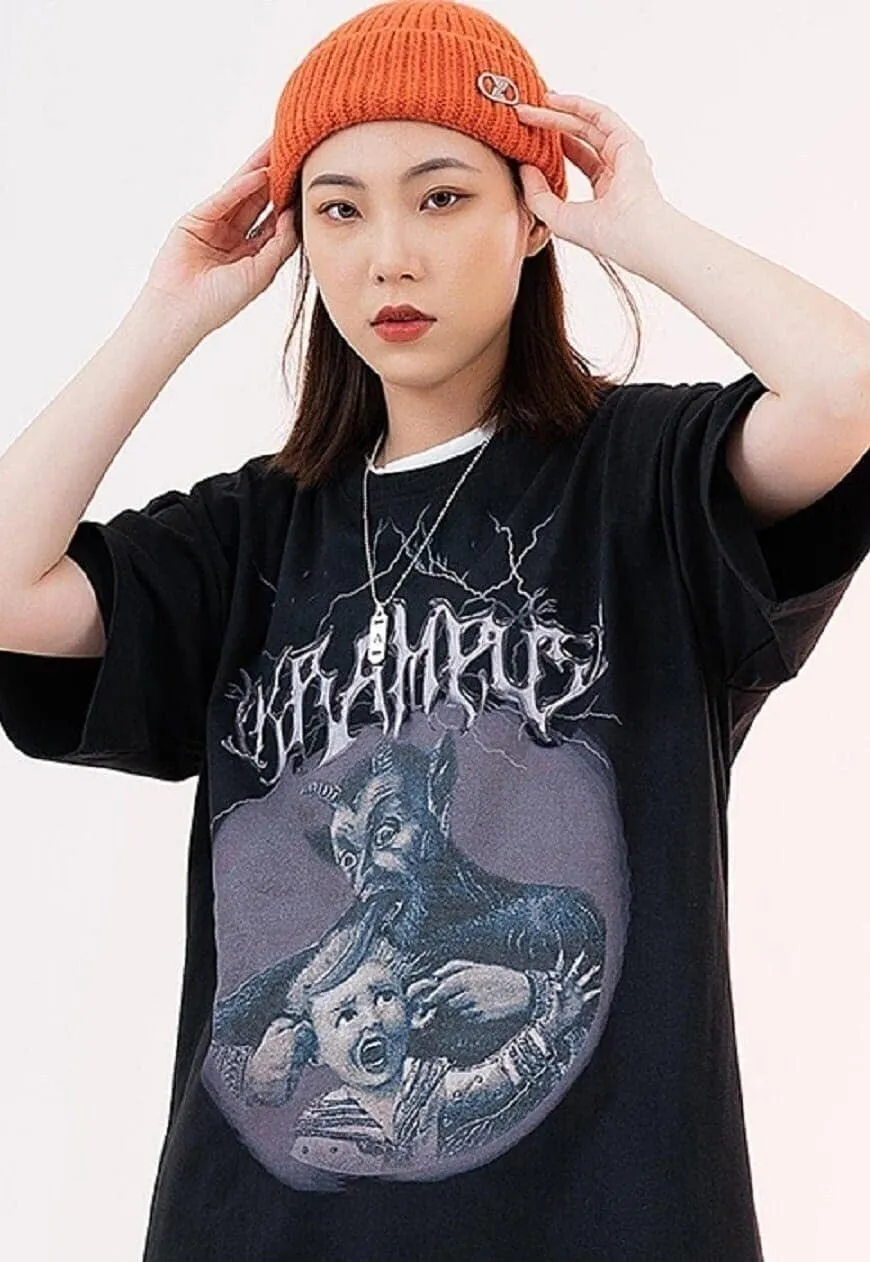 Krampus t-shirt retro devil tee grunge punk top in white