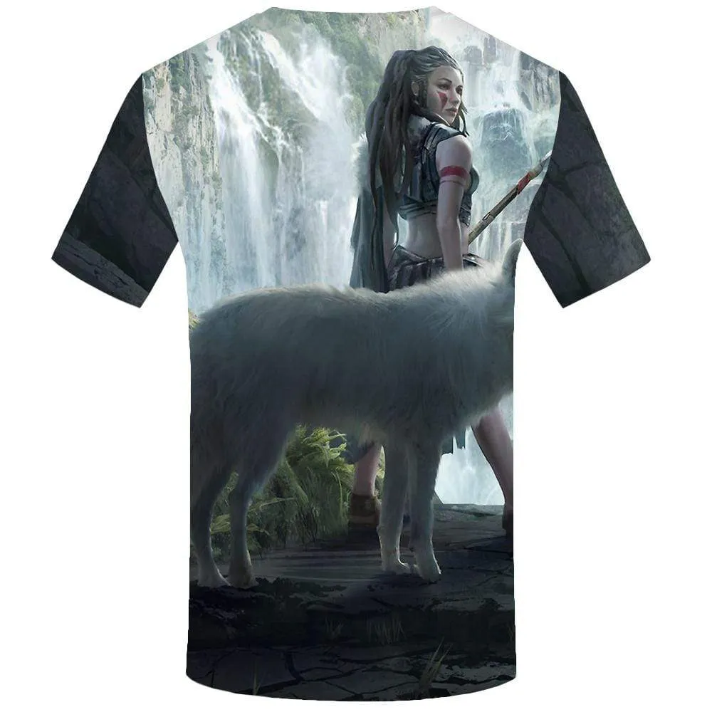 KYKU Brand Wolf T shirt Men Beauty T shirts Funny Animal T-shirt 3d Waterfall Tshirt Anime Anime Tshirts Print Mens Clothing