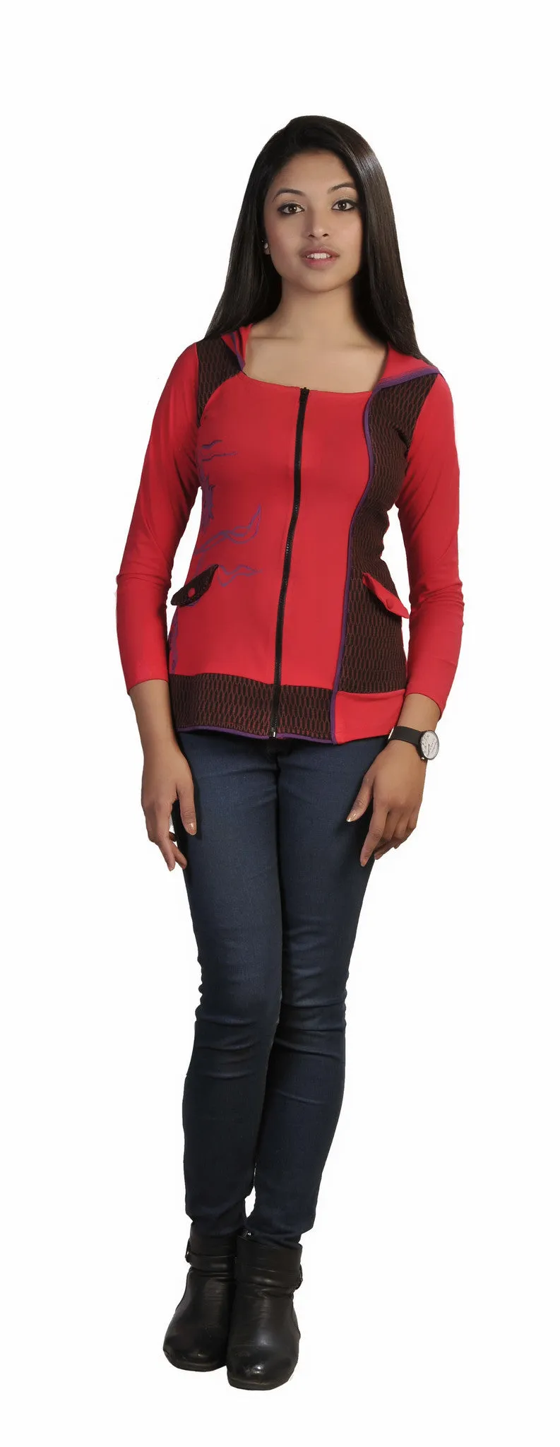 Ladies Slim Fit long Sleeve Jacket With Side Embroidery.