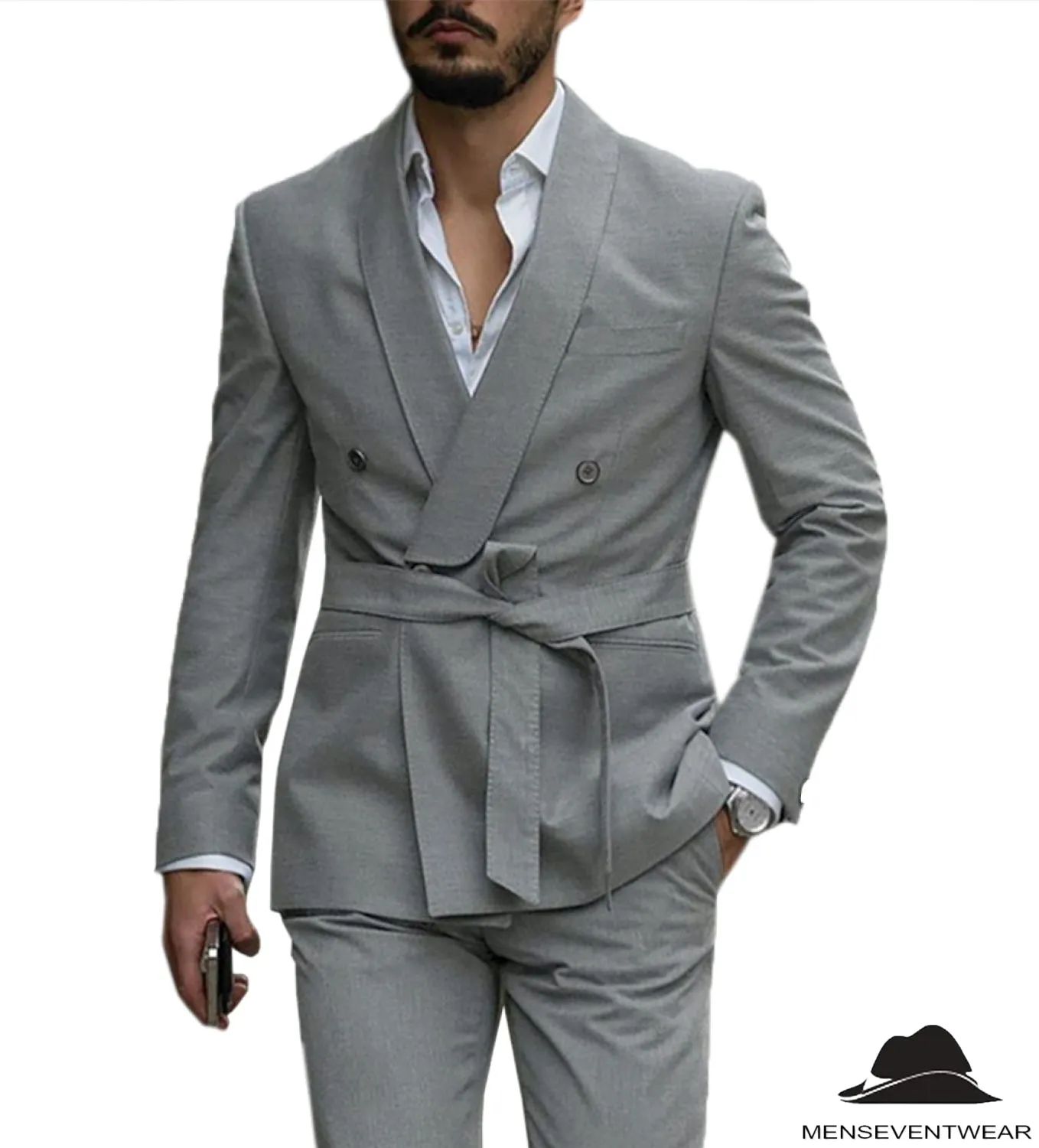 Leisure Mens Suit Double Breasts Shawl Lapel 2 Pieces (Blazer Pants)