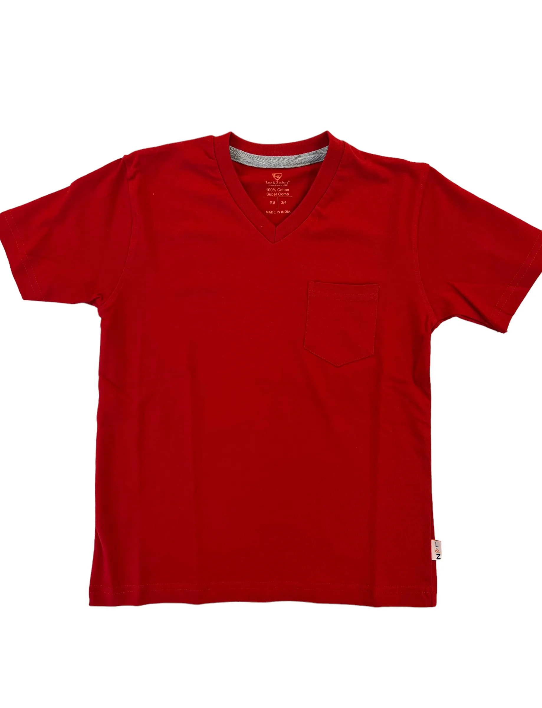 Leo And Zackary Boys Red V-Neck T shirt