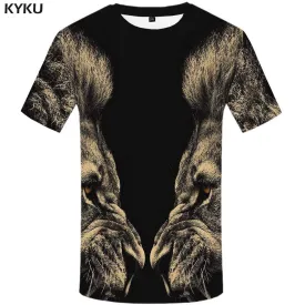 Lion T shirt Men Animal T shirts Funny Gray T-shirt 3d War Tshirts Print Gothic Tshirt Anime Mens Fashion Graphic Unisex Digital