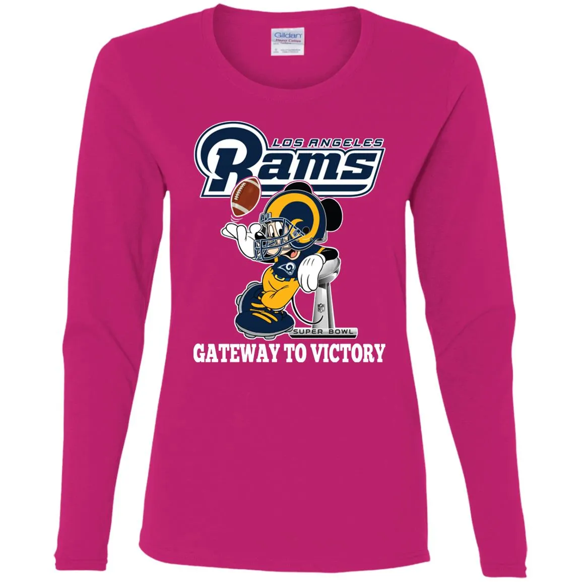 Los Angeles Rams Gateway To Victory Super Bowl 2019 Mickey Mouse Football Nfl Women Long Sleeve Shirt